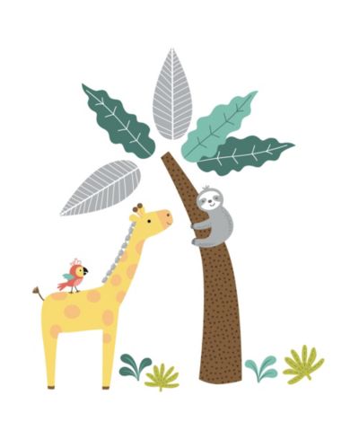 Наклейки на стену Bedtime Originals 31.5 x 0.01 x 37.5 inches Mighty Jungle Animals Giraffe/Sloth/Tree