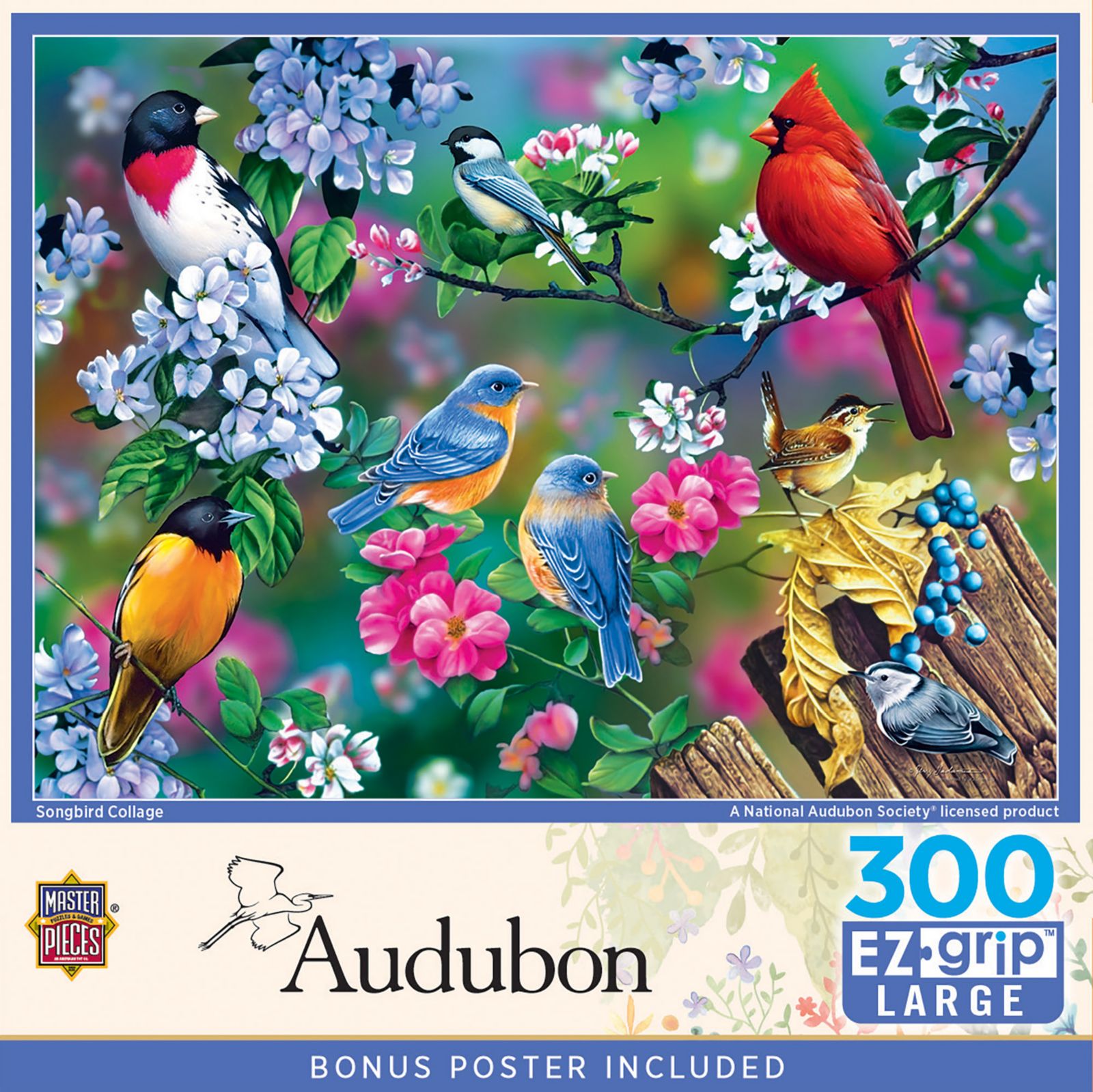 MasterPieces Пазл Audubon Songbird Collage 300 Piece EZ Grip