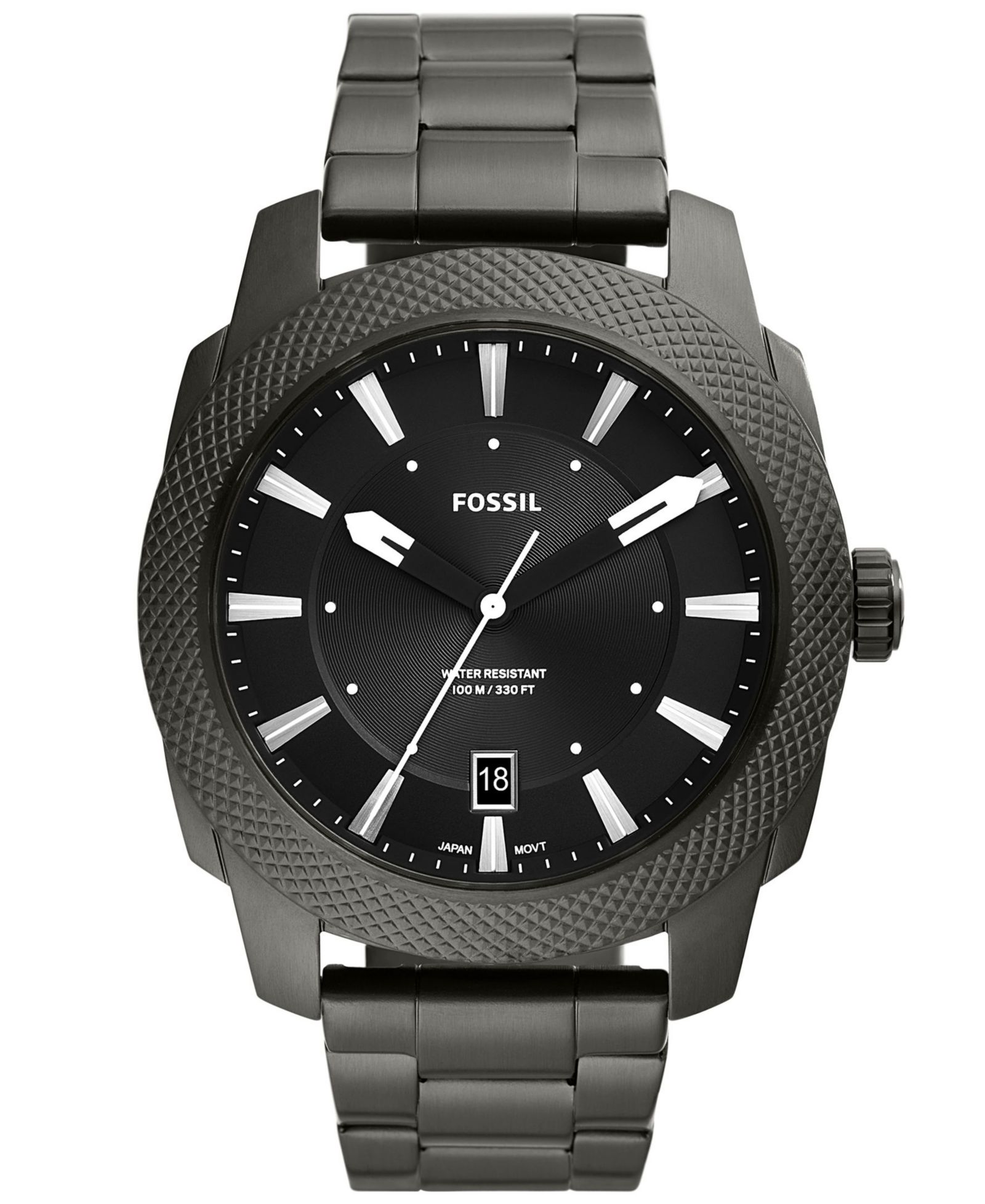Fossil Мужской Machine Quartz Gray Stainless Steel Bracelet Watch, 49mm
