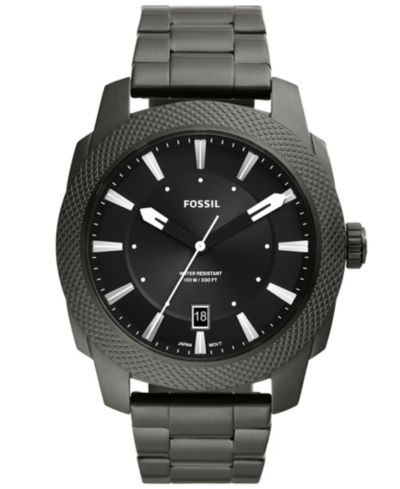 Fossil Мужской Machine Quartz Gray Stainless Steel Bracelet Watch, 49mm
