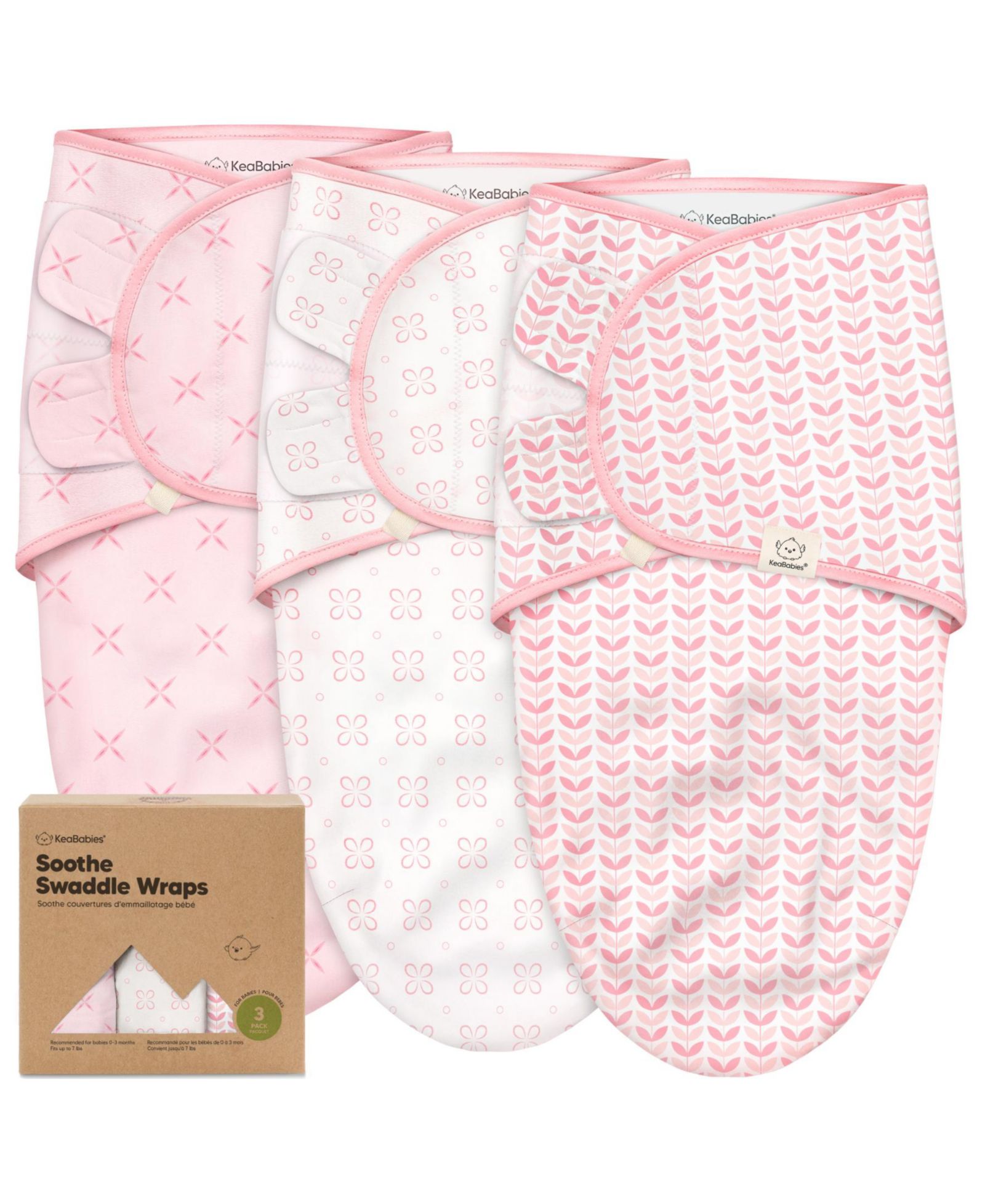 KeaBabies 3pk Soothe Baby Swaddle, Organic Baby Swaddle Sleep Sacks, Newborn, Infant Swaddle Sack