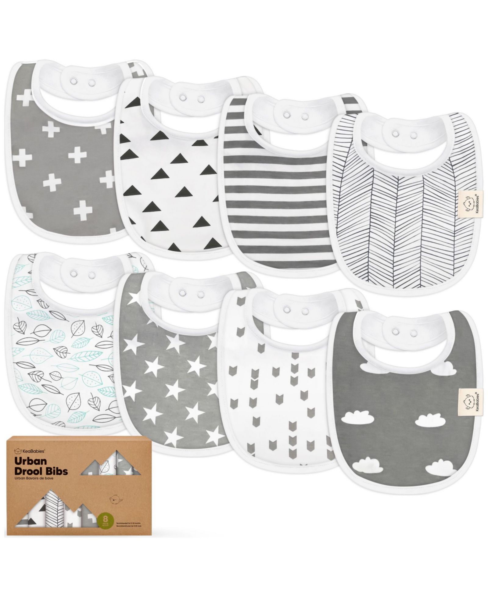 Набор детских слюняг KeaBabies 8pk для мальчиков и девочек