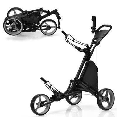 Folding 3 Wheels Golf Push Cart W/Bag Scoreboard for Home Office Use