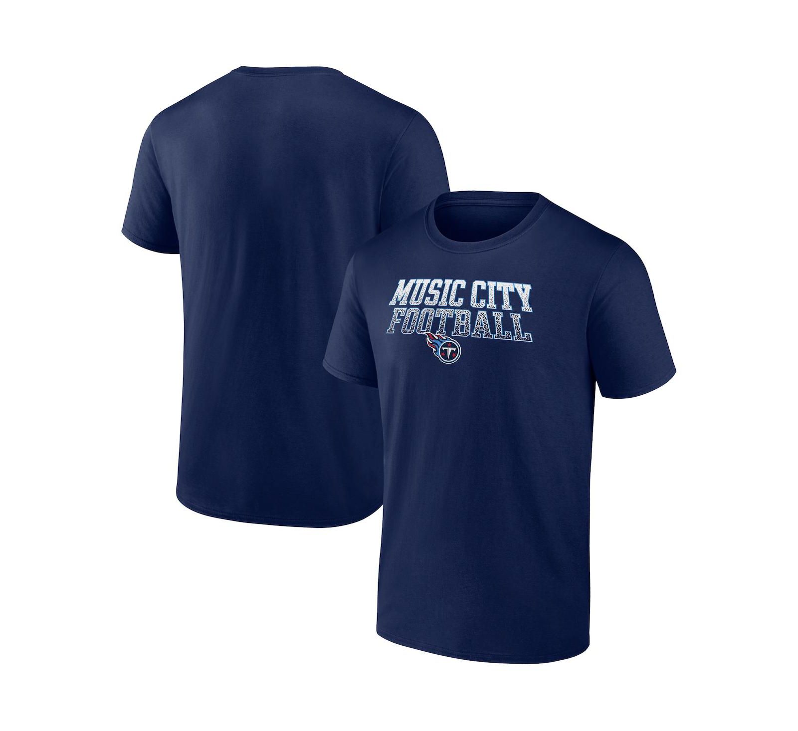 Мужская футболка Fanatics Tennessee Titans Music City Football Heavy Hitter, темно-синяя