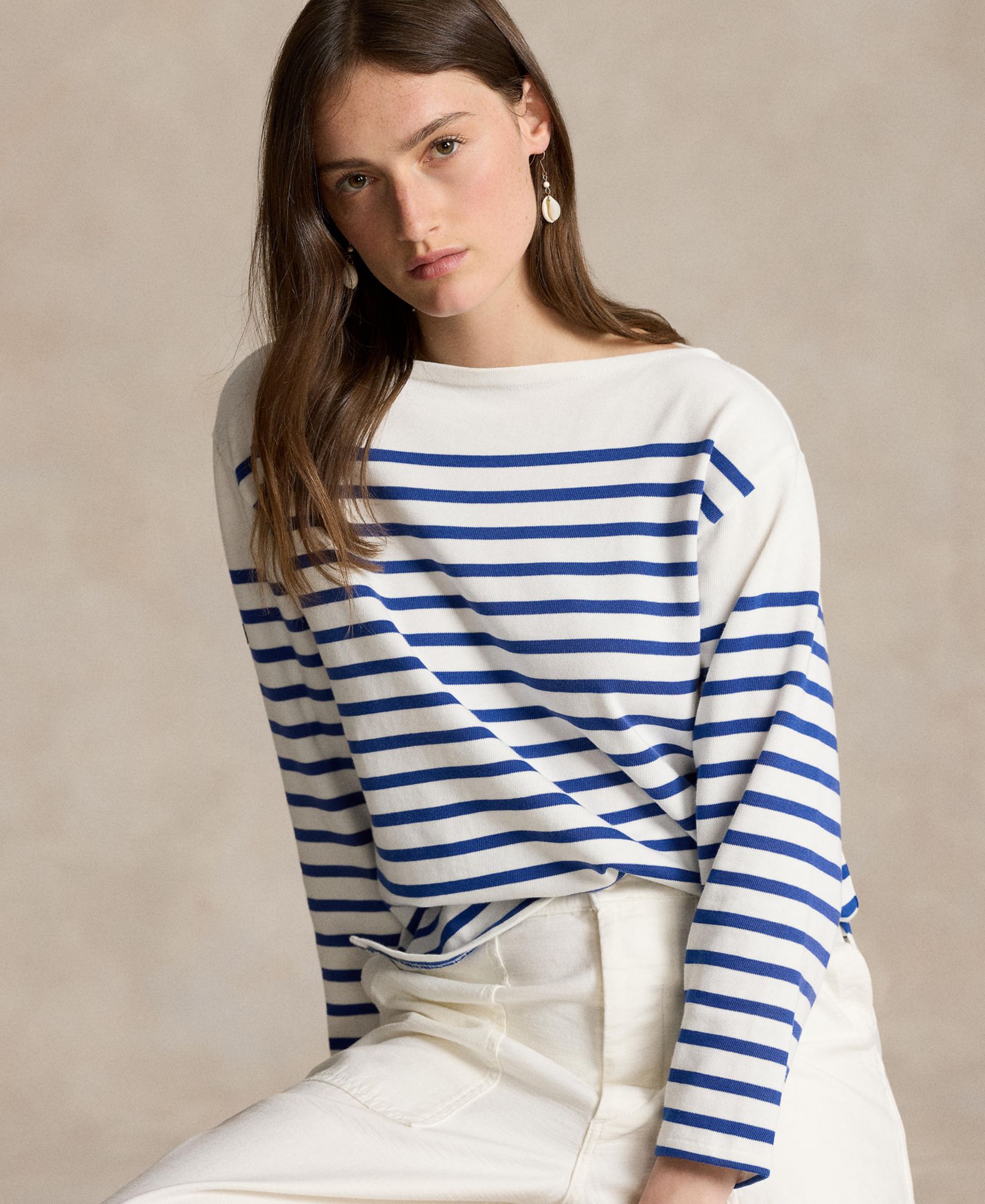 Polo Ralph Lauren Women's Striped Boat Neck Mariner T-Shirt