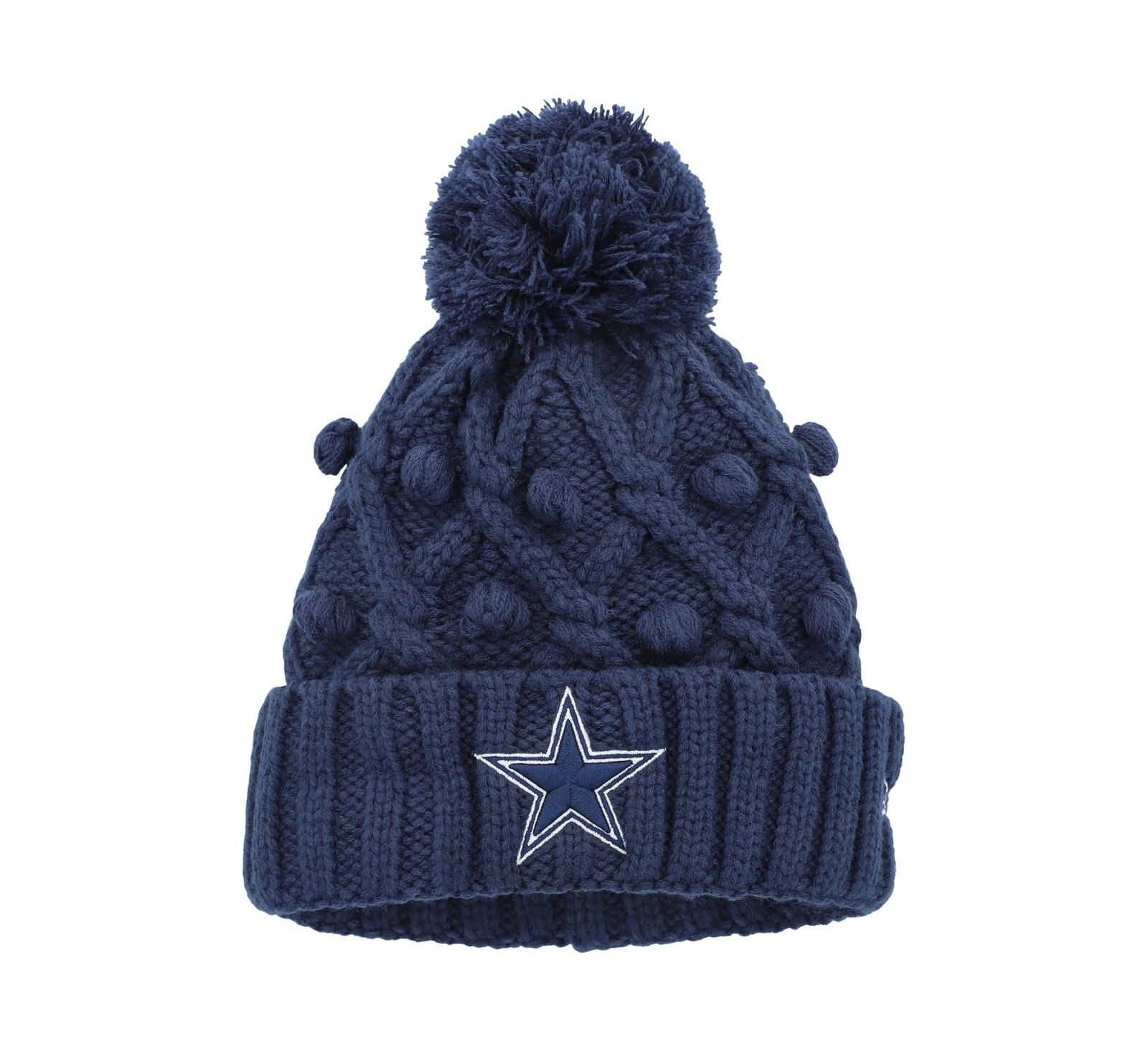 Детская вязаная шапка New Era Navy Dallas Cowboys с помпоном