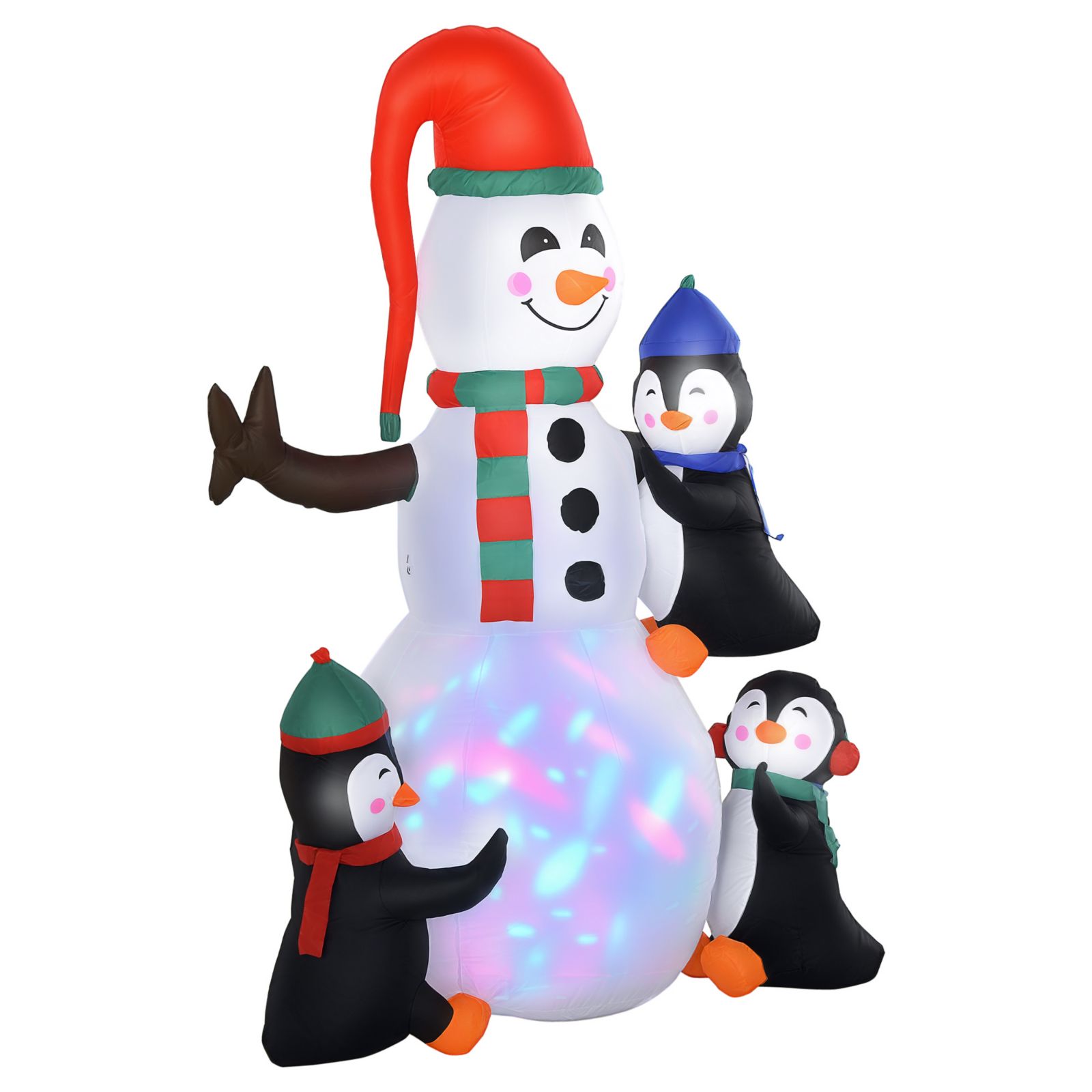 HOMCOM 6' Lighted Snowman 3 Penguin Inflatable Yard Decor Holiday