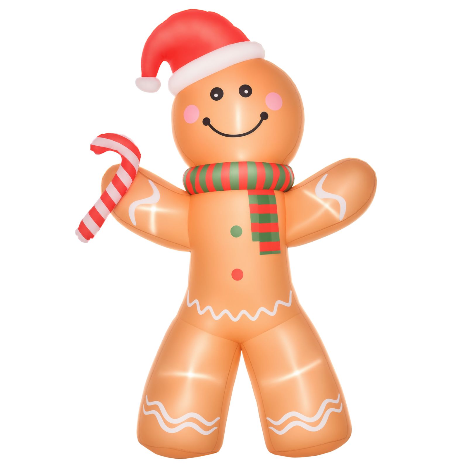HOMCOM 8 ft Inflatable Gingerbread Man Outdoor Holiday Display w/ LED Lights