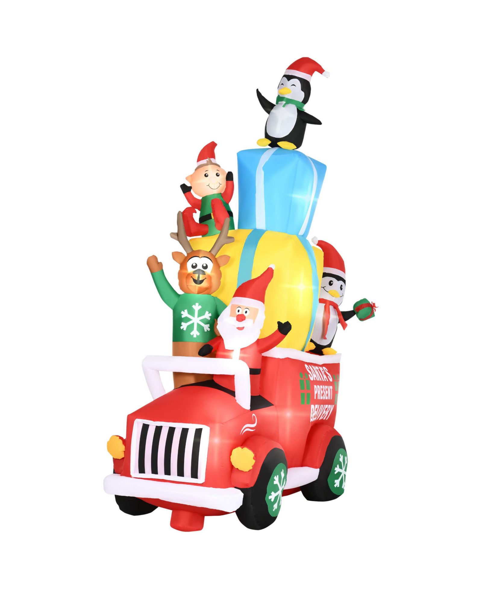 Outsunny 9ft Inflatable Santa Claus Drives a Car with Built-in LED for Garden