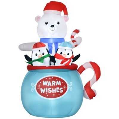 Outsunny 5' Inflatable Christmas Polar Bear LED Yard Holiday Decoration