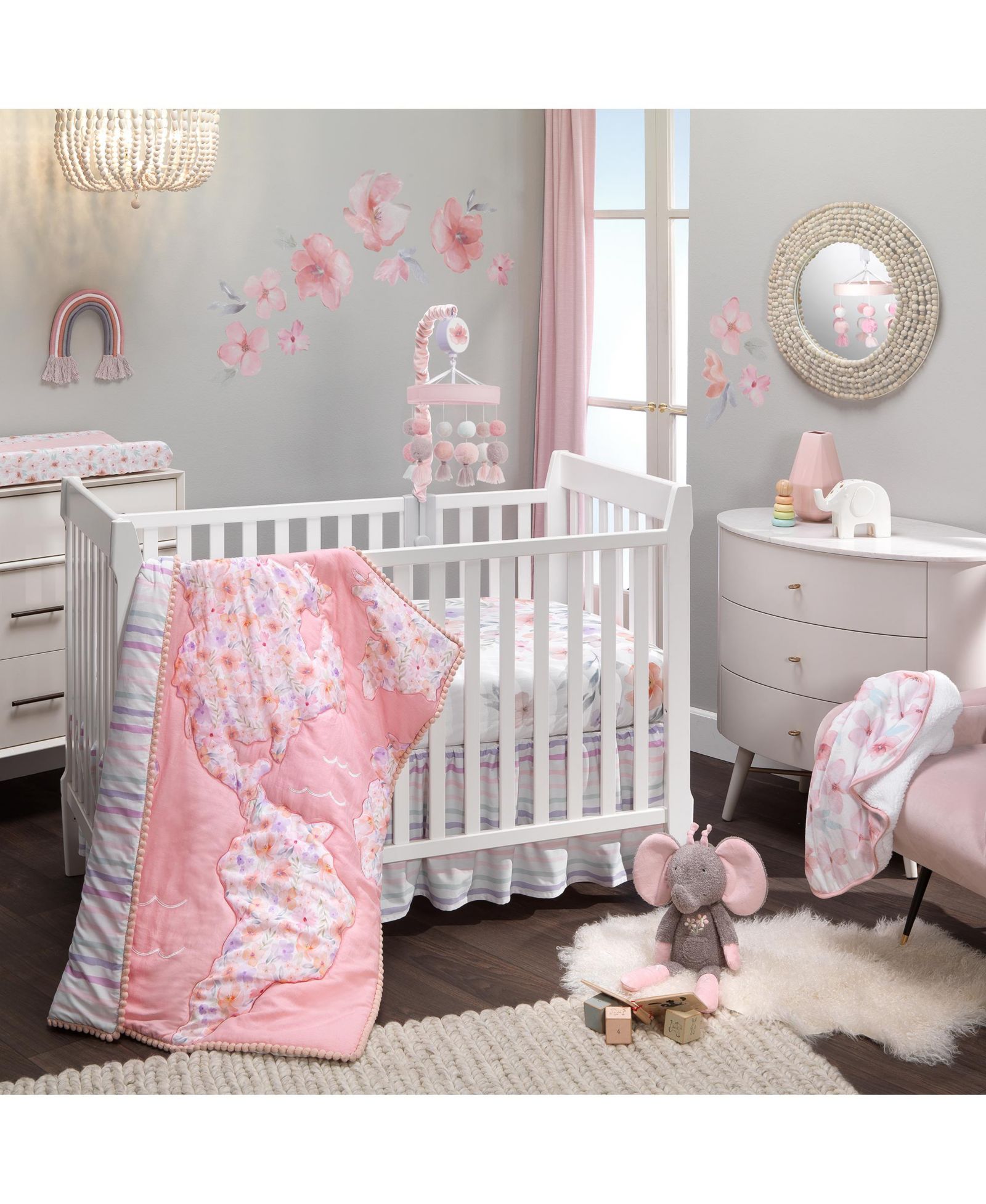 Детский комплект постельного белья Lambs & Ivy Pink Floral, 4 предмета