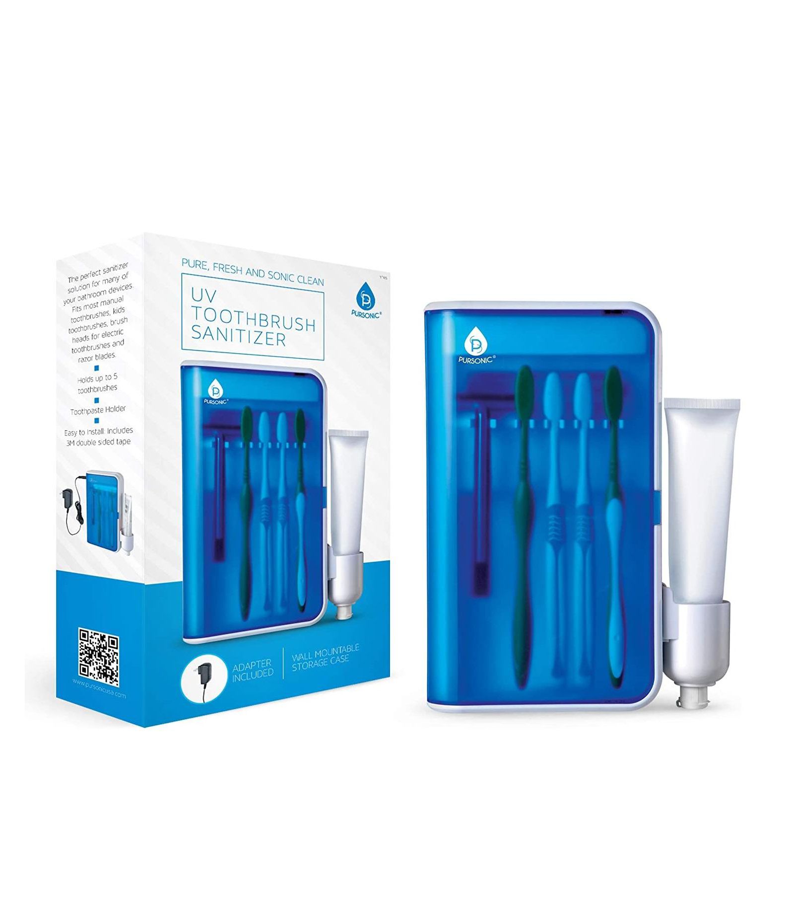 PURSONIC UV Family Toothbrush Sanitizer with AC Adapter