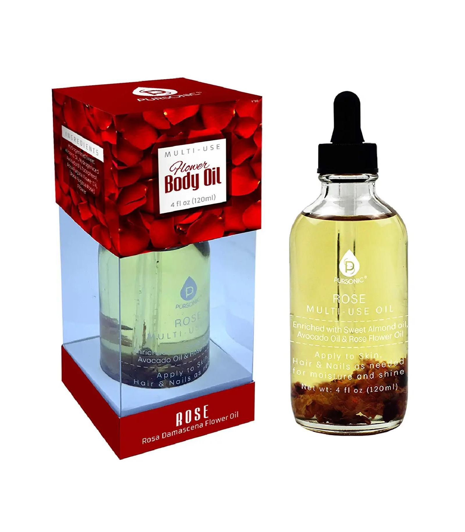 PURSONIC Rose flower Multi Use Body Oils 4 Oz