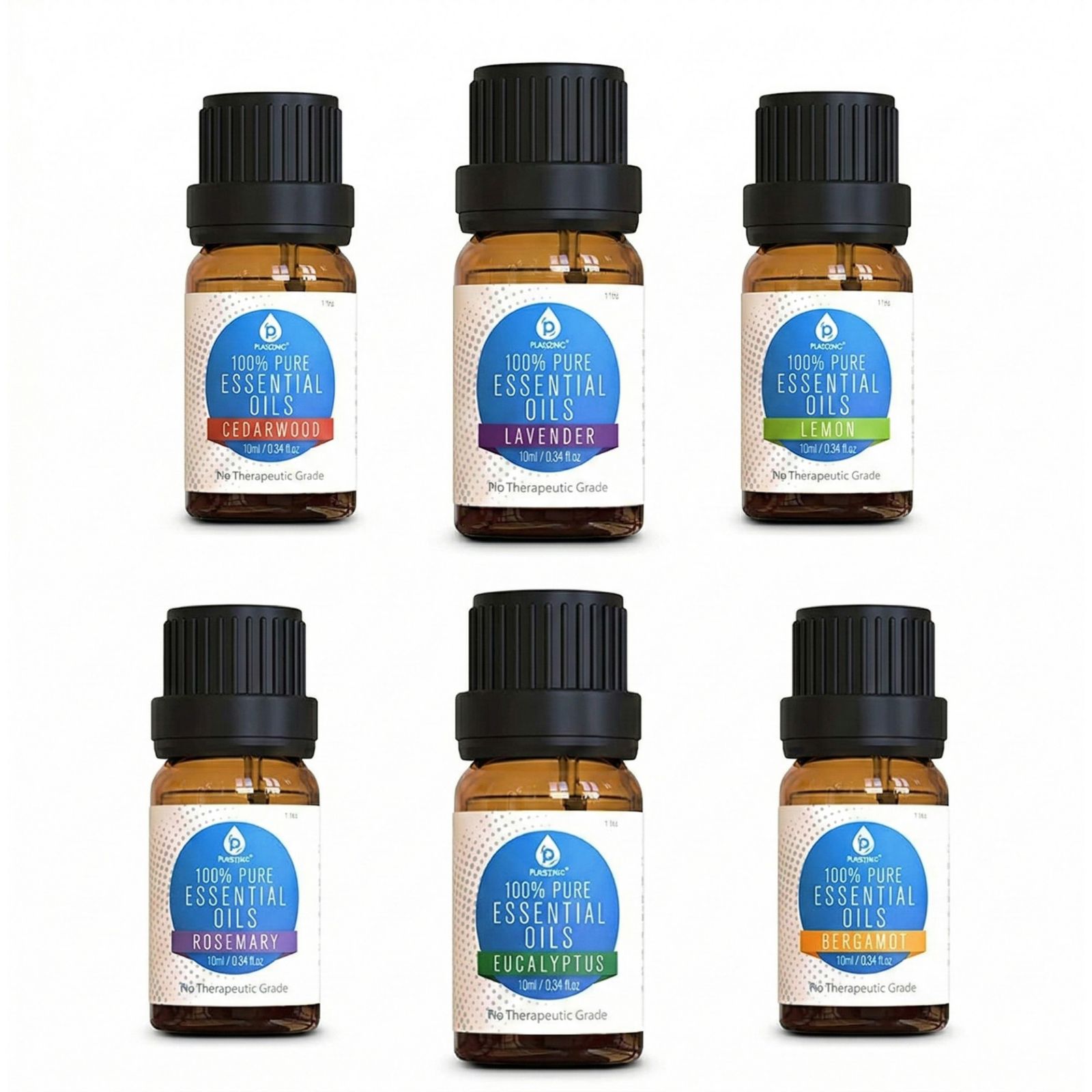 Pursonic 6 Pack of 100% Pure Essential Aromatherapy Oils