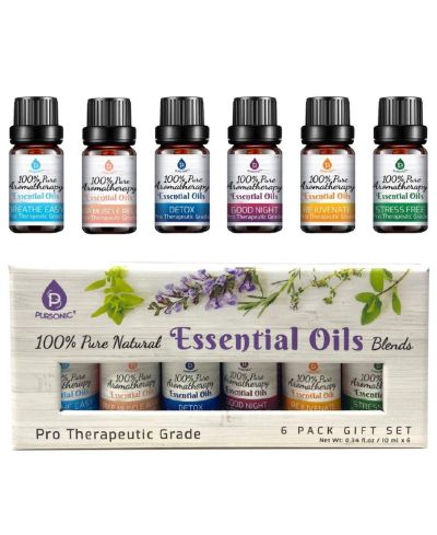 Pursonic 6 Pack of 100% Pure Essential Aromatherapy Oils Blends