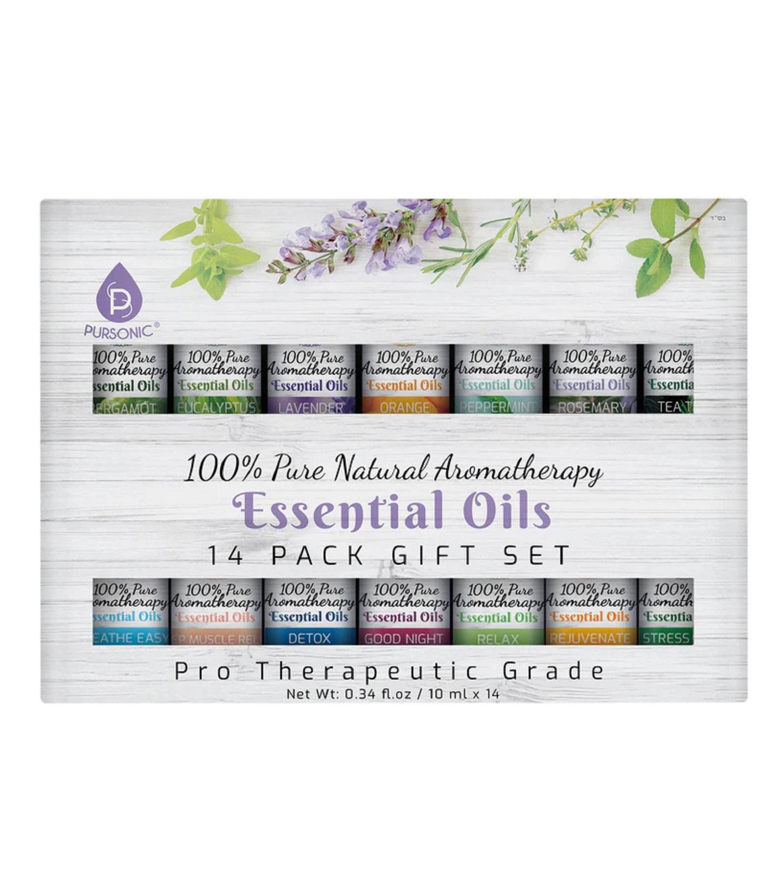 PURSONIC 14 Pack of 100% Pure Essential Aromatherapy Oils