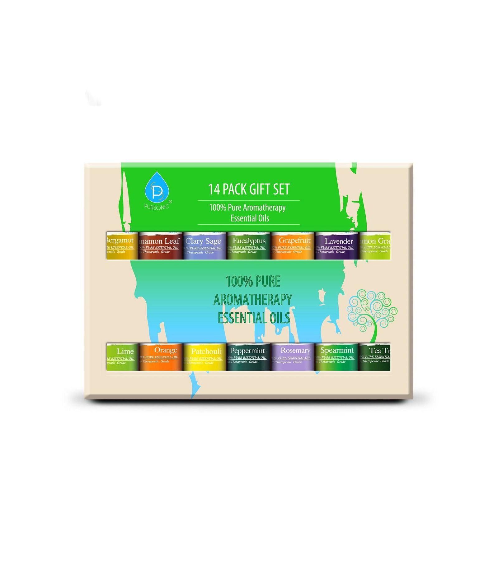 PURSONIC 14 pack of 100% Pure Essential Aromatherapy Oils