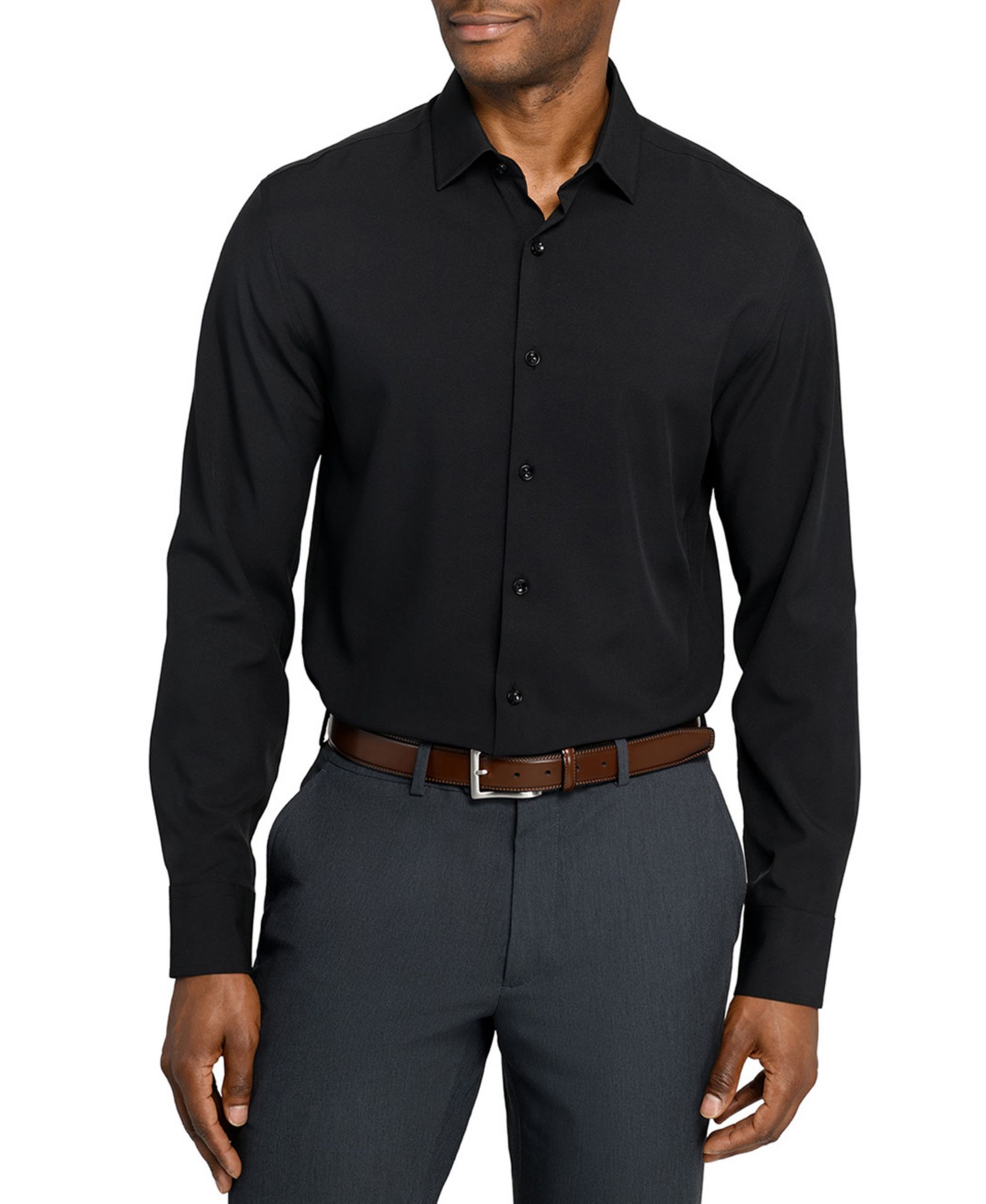 ConStruct Men's Solid Performance Stretch Cooling Comfort Dress Shirt