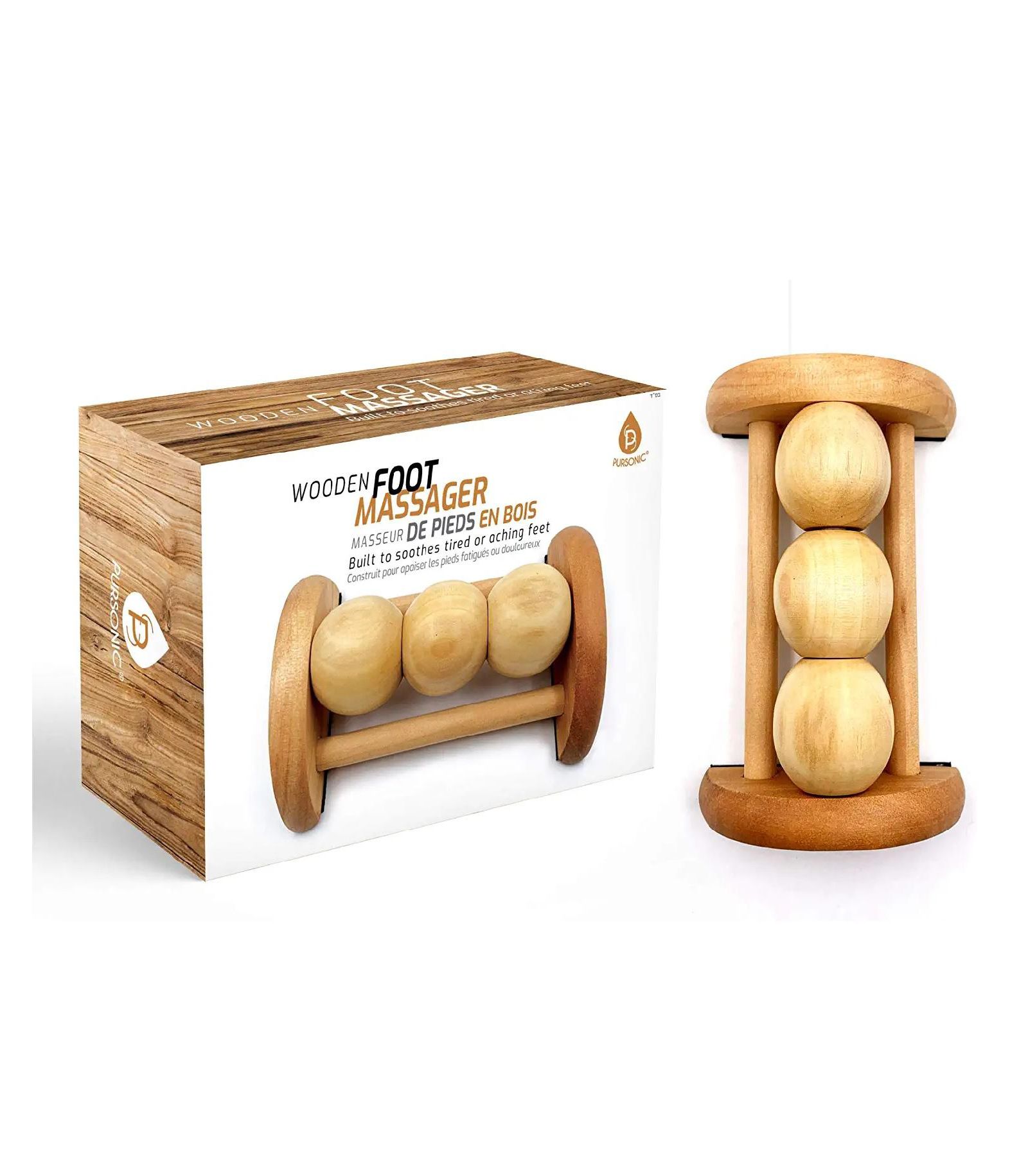 Pursonic деревянный массажер для ног All Natural Wooden Foot Massager Roller