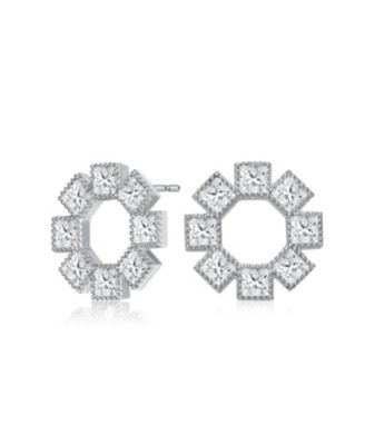Серьги-гвоздики Genevive Dainty Sterling Silver Eight Princess-cut CZ Stud