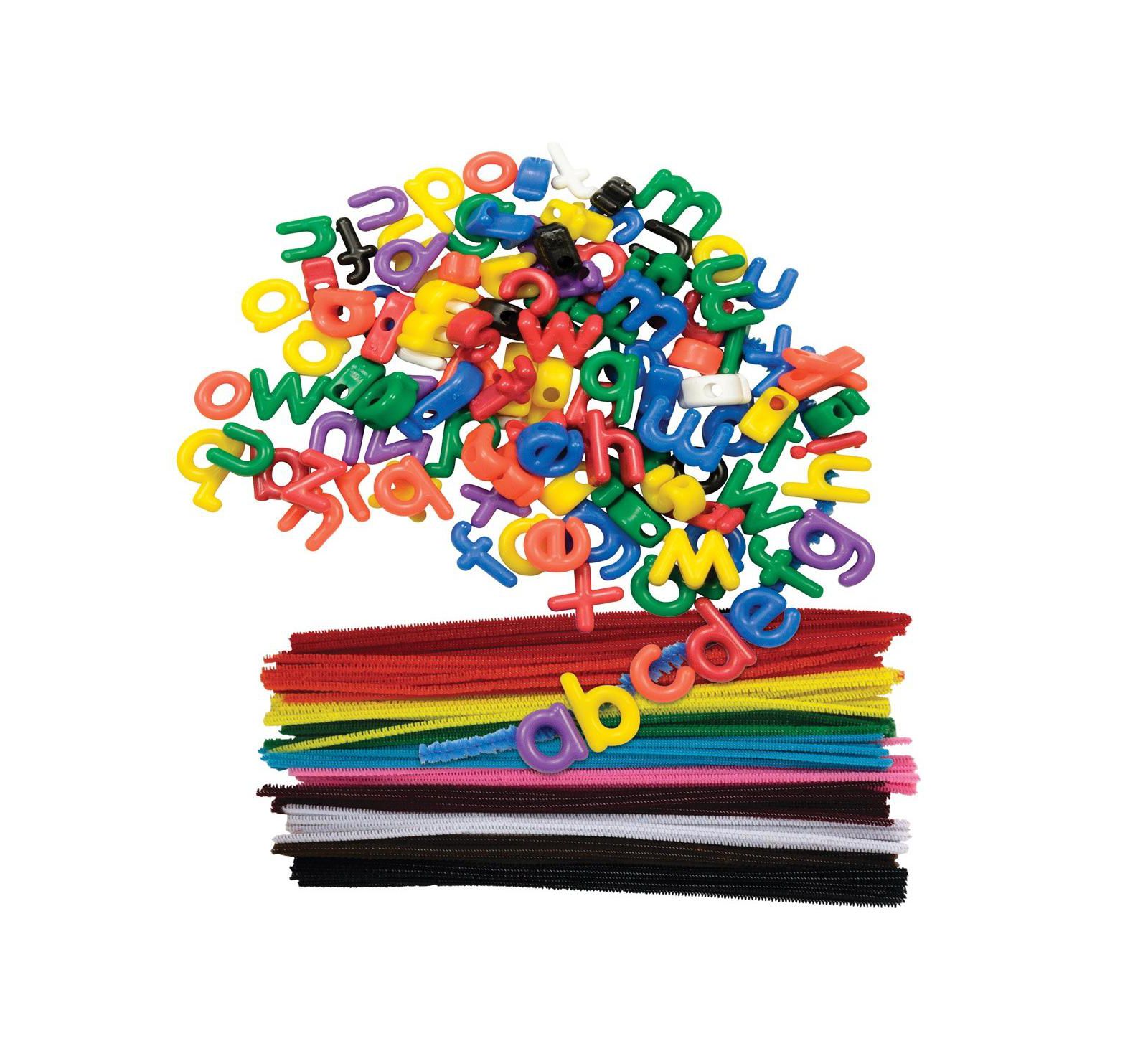 Kaplan Early Learning Lacing Lower Case Letter Beads and Chenille Stems