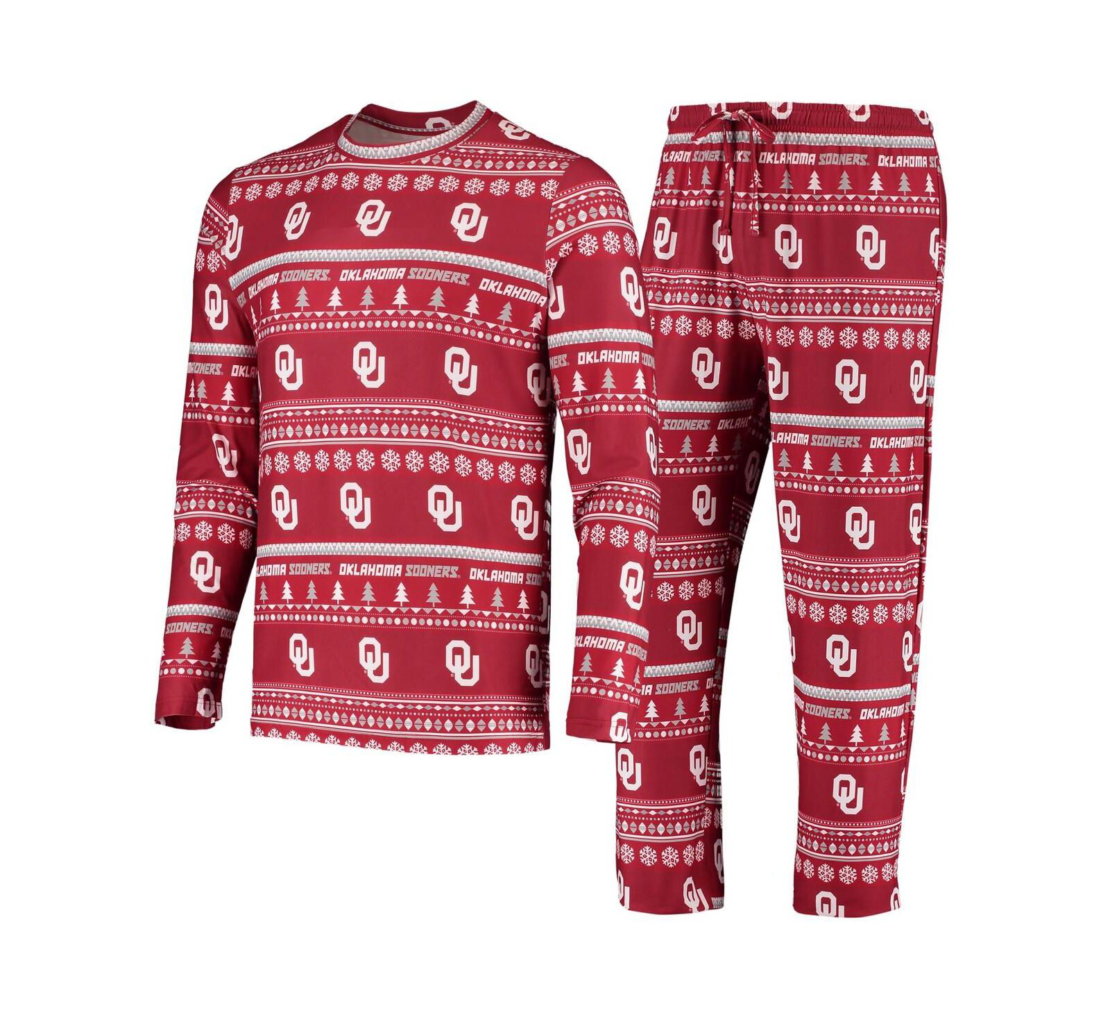 Men's Concepts Sport Crimson Oklahoma Sooners Ugly Sweater Knit Long Sleeve Top and Pant Set