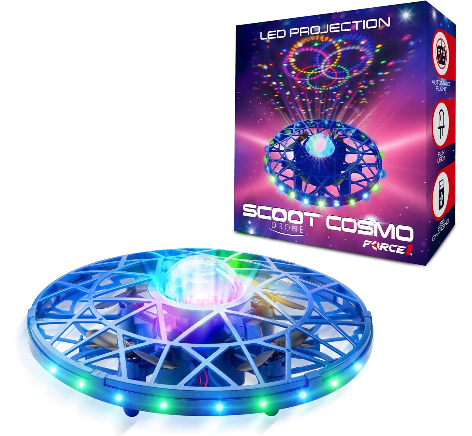 Ручной дрон Force1 Scoot Cosmo LED для детей и взрослых - Blue