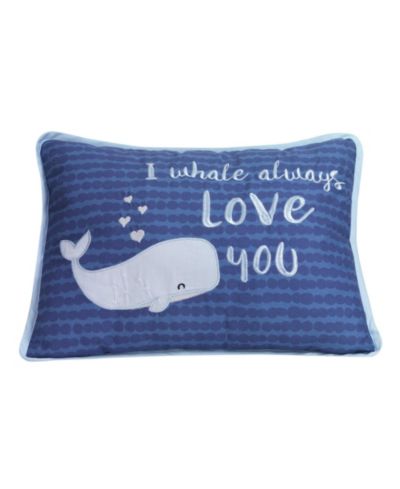 Декоративная подушка Lambs and Ivy Oceania Blue I Whale Always Love You в морской тематике