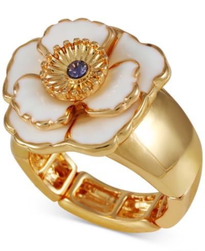 Кольцо GUESS Gold-Tone Mixed Color Stone Flower Statement