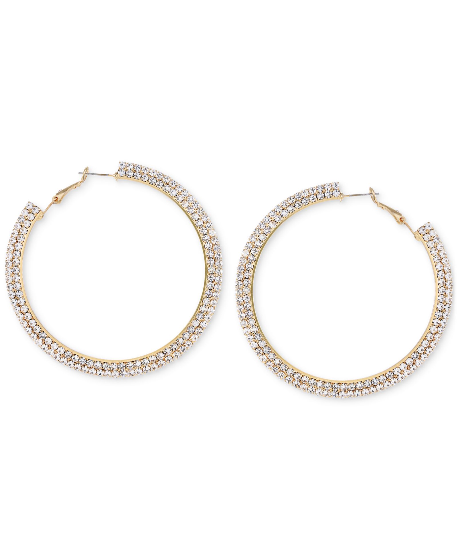 GUESS Серьги-кольца Large Hoop с кристаллами золотистого цвета, 2.5"