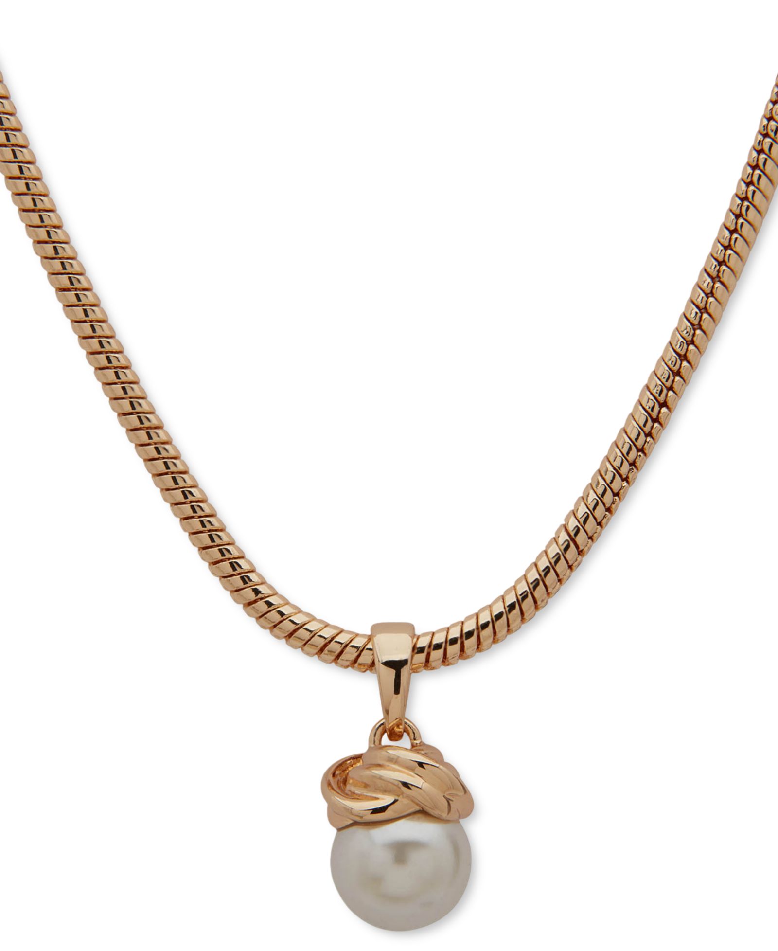 Подвеска Anne Klein Gold-Tone Imitation Pearl Knot, 16" + 3" extender