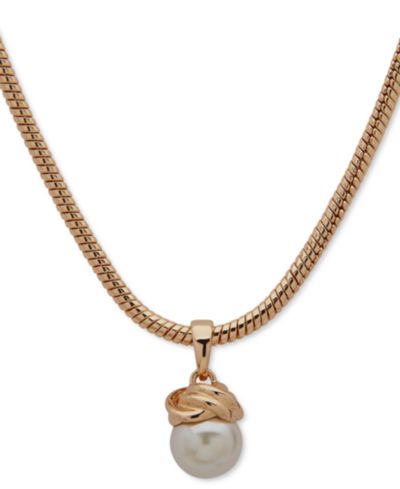 Подвеска Anne Klein Gold-Tone Imitation Pearl Knot, 16" + 3" extender