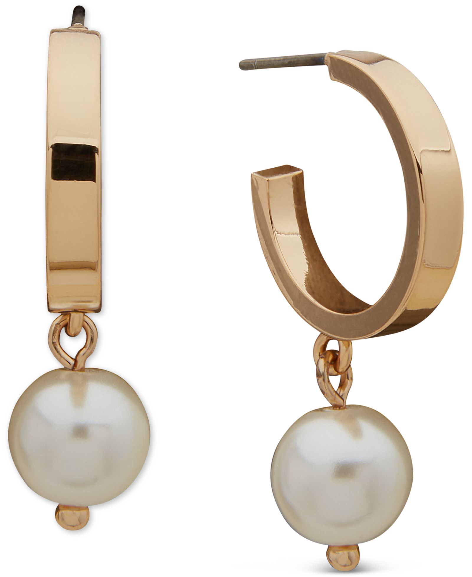 Серьги-кольца Karl Lagerfeld Paris Gold-Tone Imitation Pearl Charm