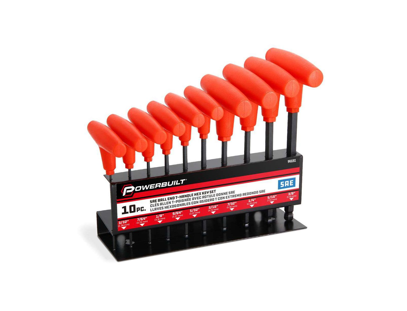 Набор шестигранных ключей Powerbuilt 10 Piece SAE T-Handle