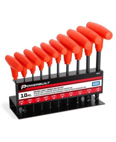 Набор шестигранных ключей Powerbuilt 10 Piece SAE T-Handle