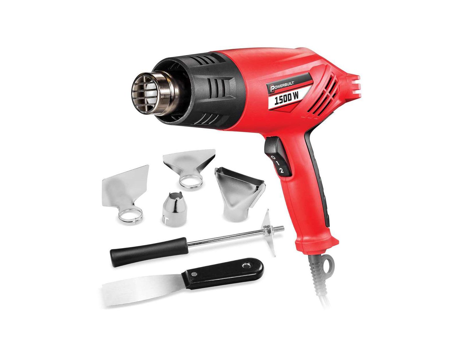 Powerbuilt 1500W Heavy Duty Heat Gun Kit in Storage Case