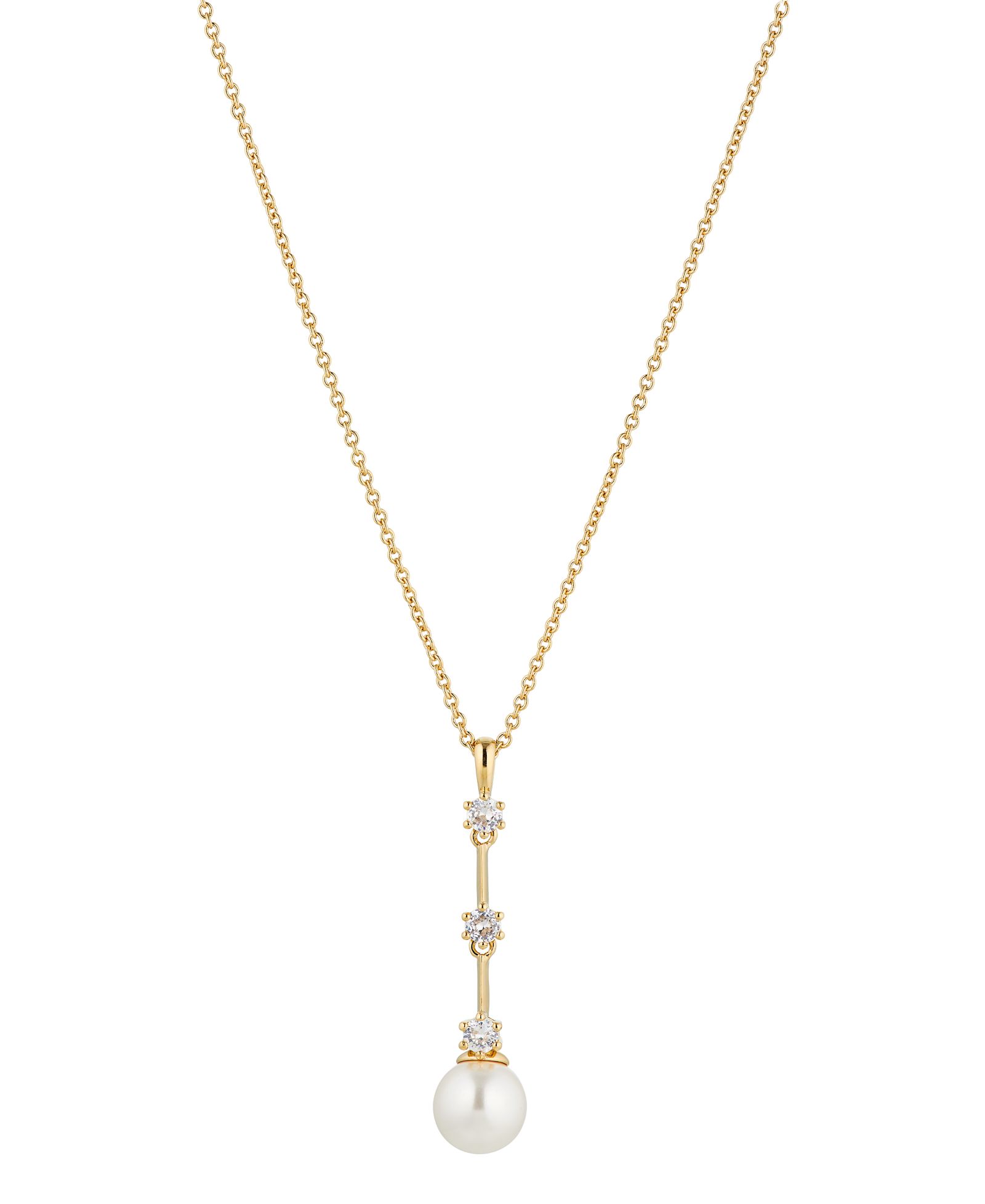 Eliot Danori Cubic Zirconia Imitation Pearl Y-Necklace 16" + 2" Extender