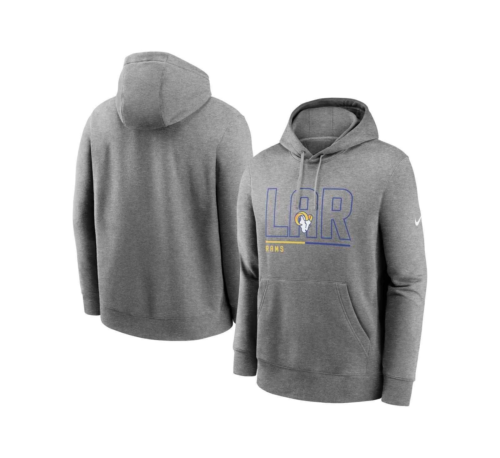 Мужская толстовка Nike Heathered Gray Los Angeles Rams City Code Club Fleece Pullover Hoodie