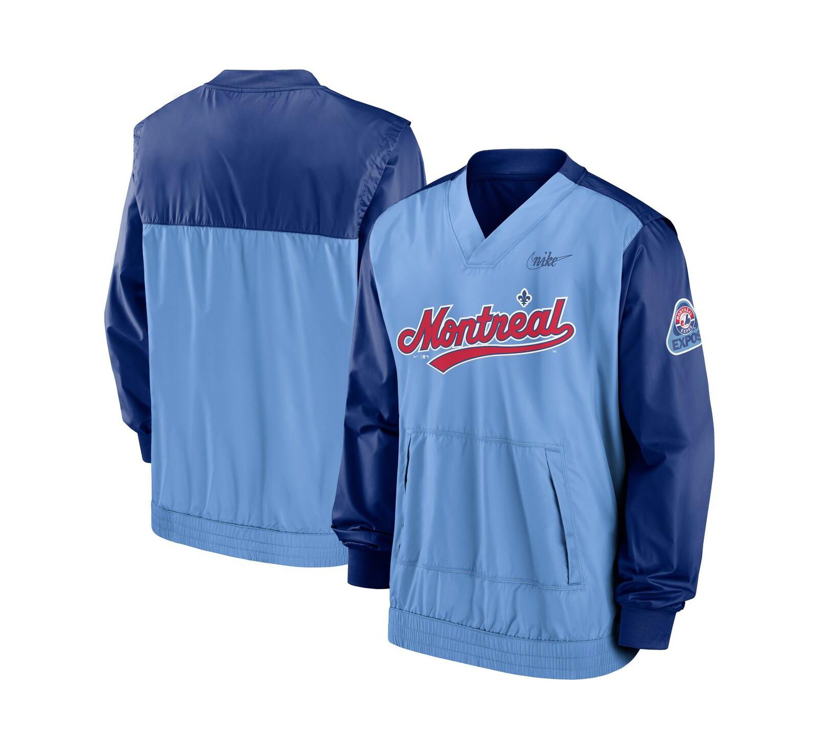 Мужской джемпер Nike Royal, Light Blue Montreal Expos Cooperstown Collection V-Neck Pullover
