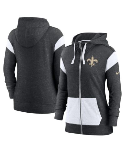 Женская толстовка Nike New Orleans Saints Monaco Full-Zip Plus Size Heathered Black White
