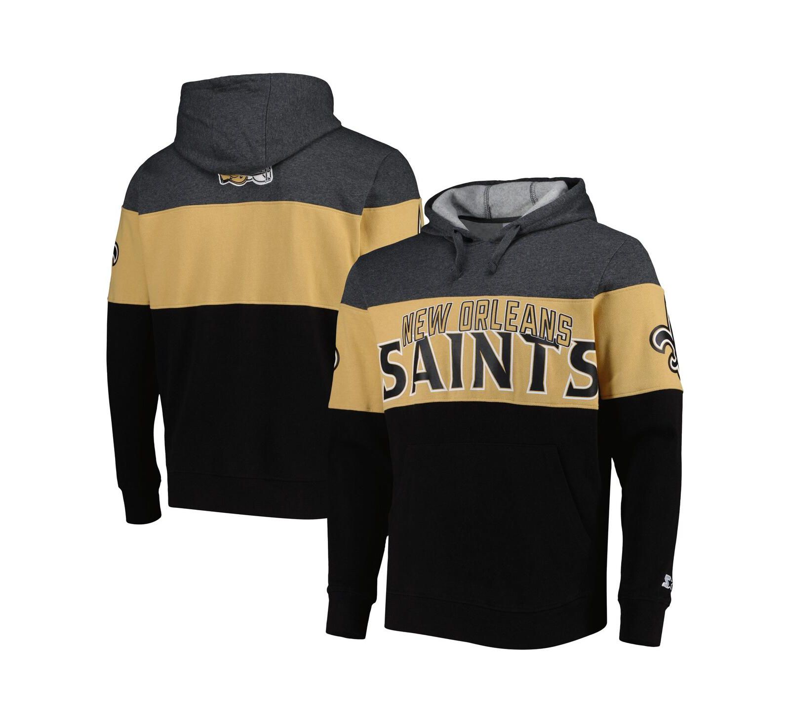 Мужской худи Starter New Orleans Saints Extreme Pullover, черный, серый Heather Gray
