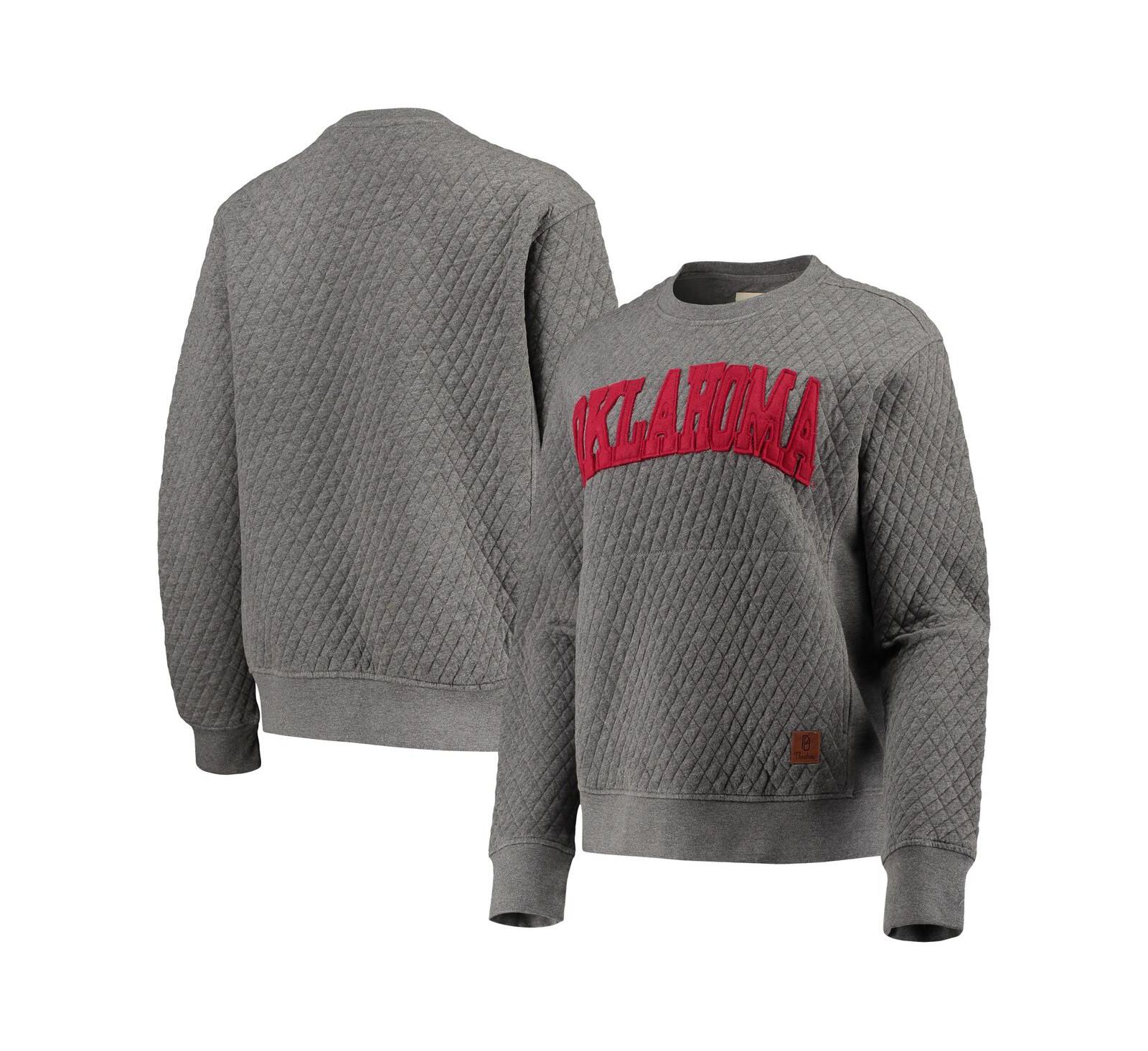 Женская толстовка Pressbox Heather Charcoal Oklahoma Sooners Moose Quilted Pullover