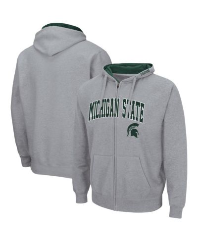 Мужское худи Colosseum Heathered Gray Michigan State Spartans Arch and Logo 3.0 Full-Zip