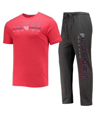 Men's Concepts Sport Heathered Charcoal and Red Dayton Flyers Meter T-shirt and Pants Sleep Set