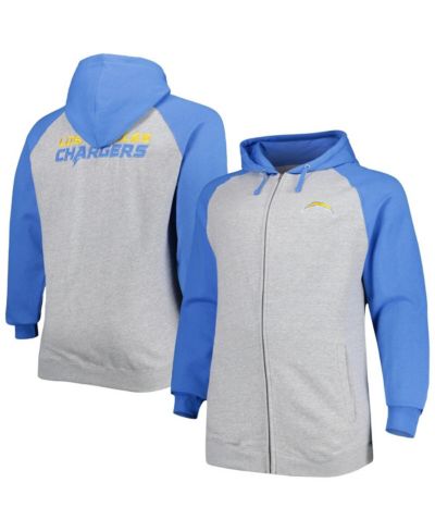 Мужское худи Profile Heather Gray Los Angeles Chargers Big and Tall Fleece Raglan Full-Zip