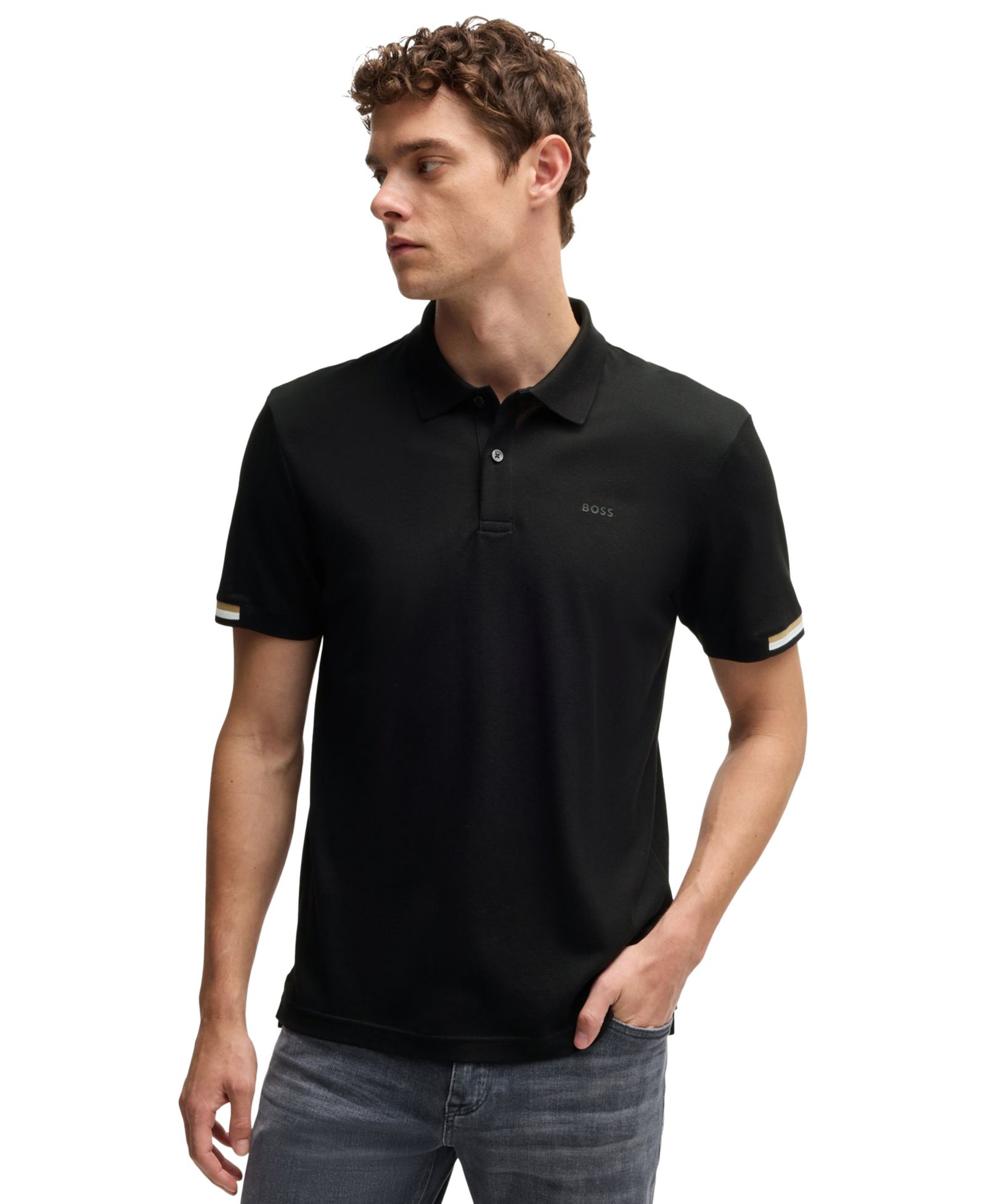 Мужская рубашка-поло BOSS by Hugo Boss Regular-Fit Rubberized Logo