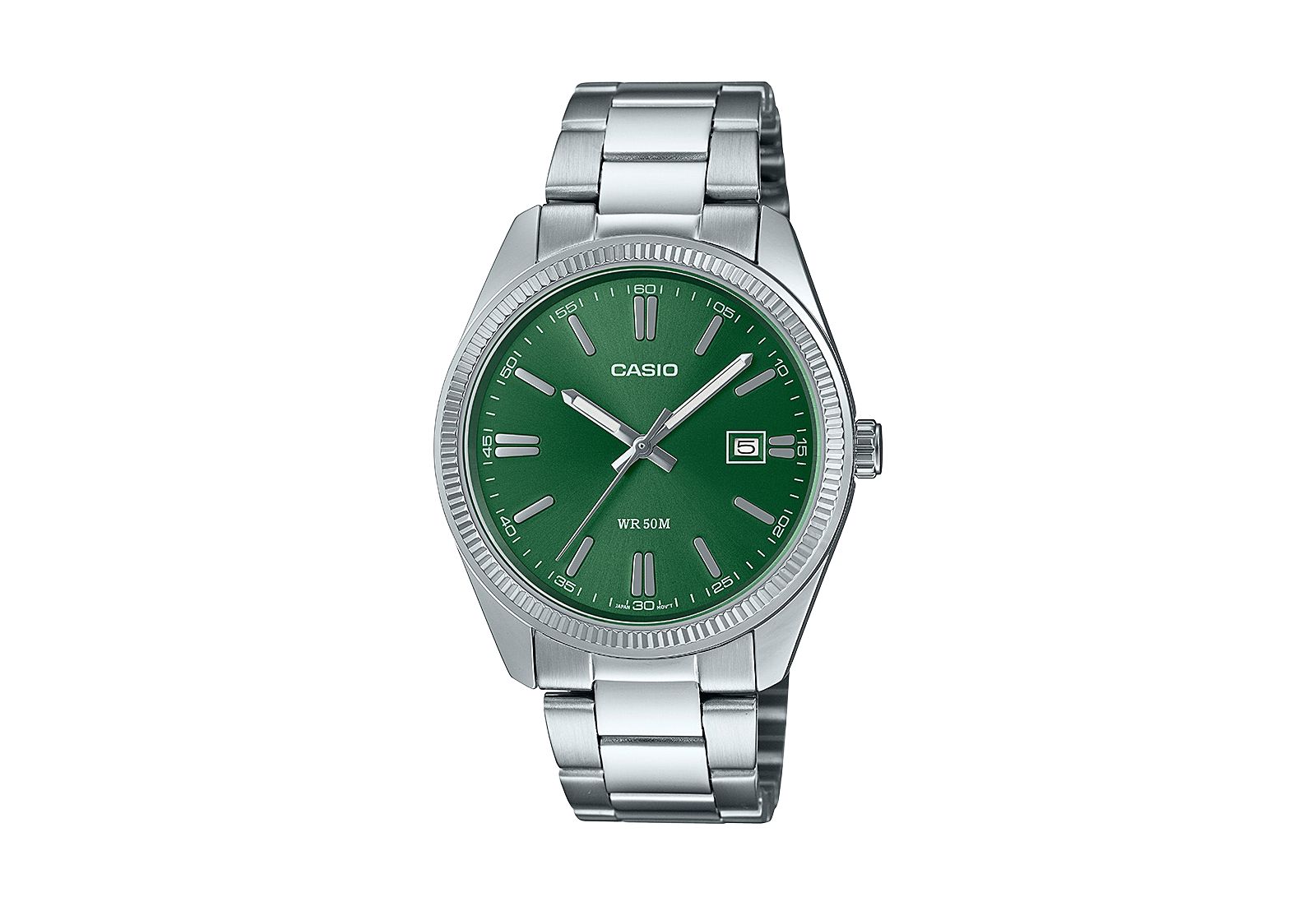 Мужские часы Casio Three-Hand Quartz Silver-Tone Stainless Steel 38.5mm
