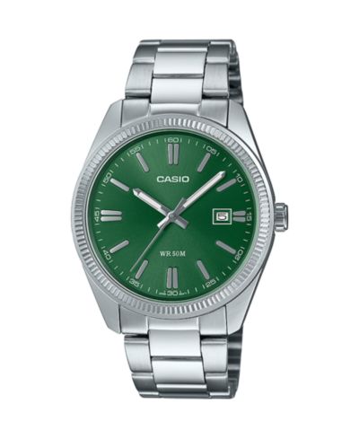 Мужские часы Casio Three-Hand Quartz Silver-Tone Stainless Steel 38.5mm