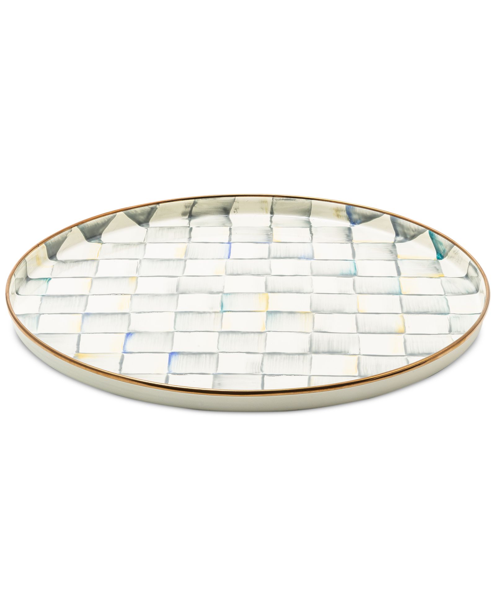 Mackenzie-Childs Sterling Check Enameled Steel Round Tray