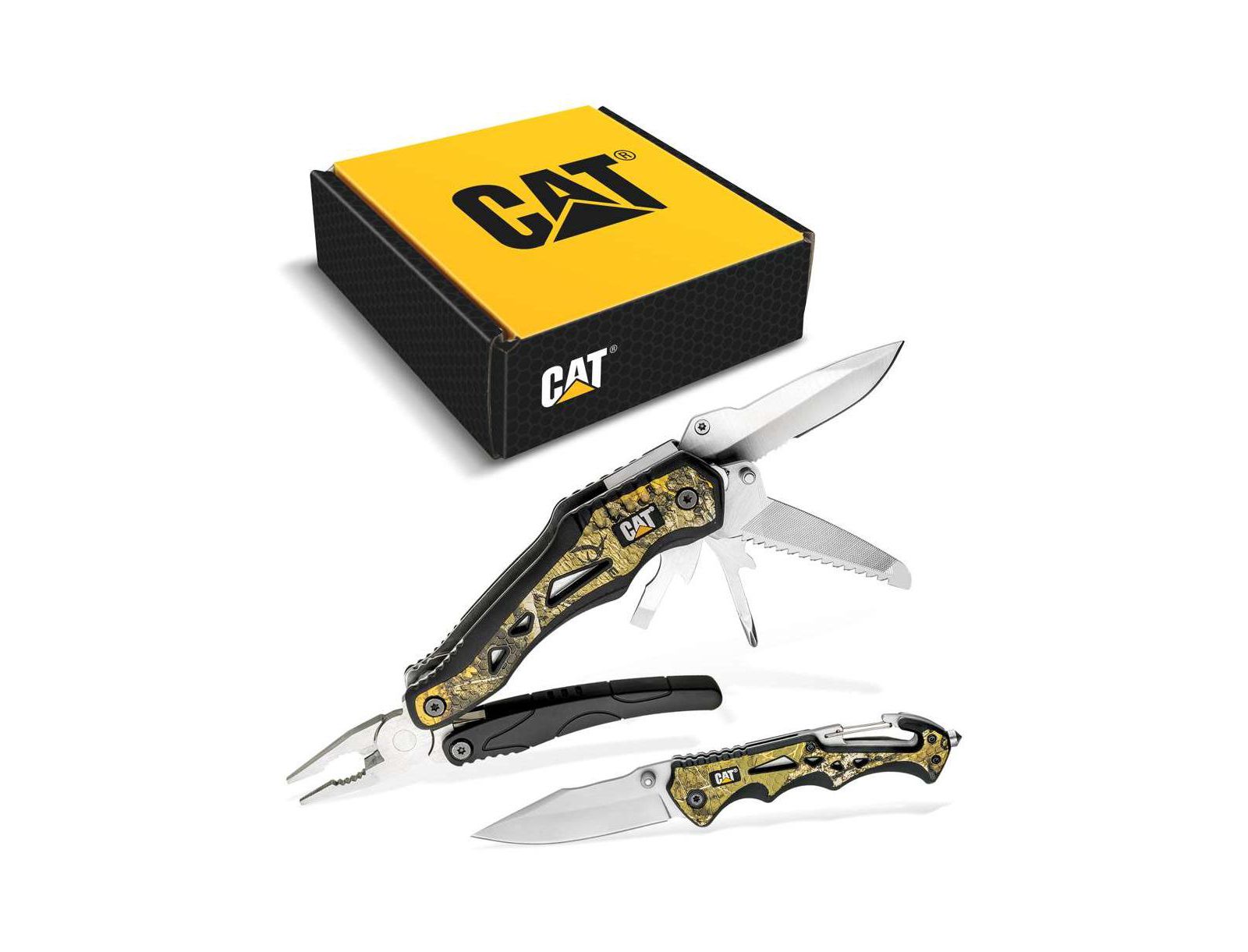 Cat 2 Piece Multi-Tool and Knife Gift Box Set with Real Tree Camo
